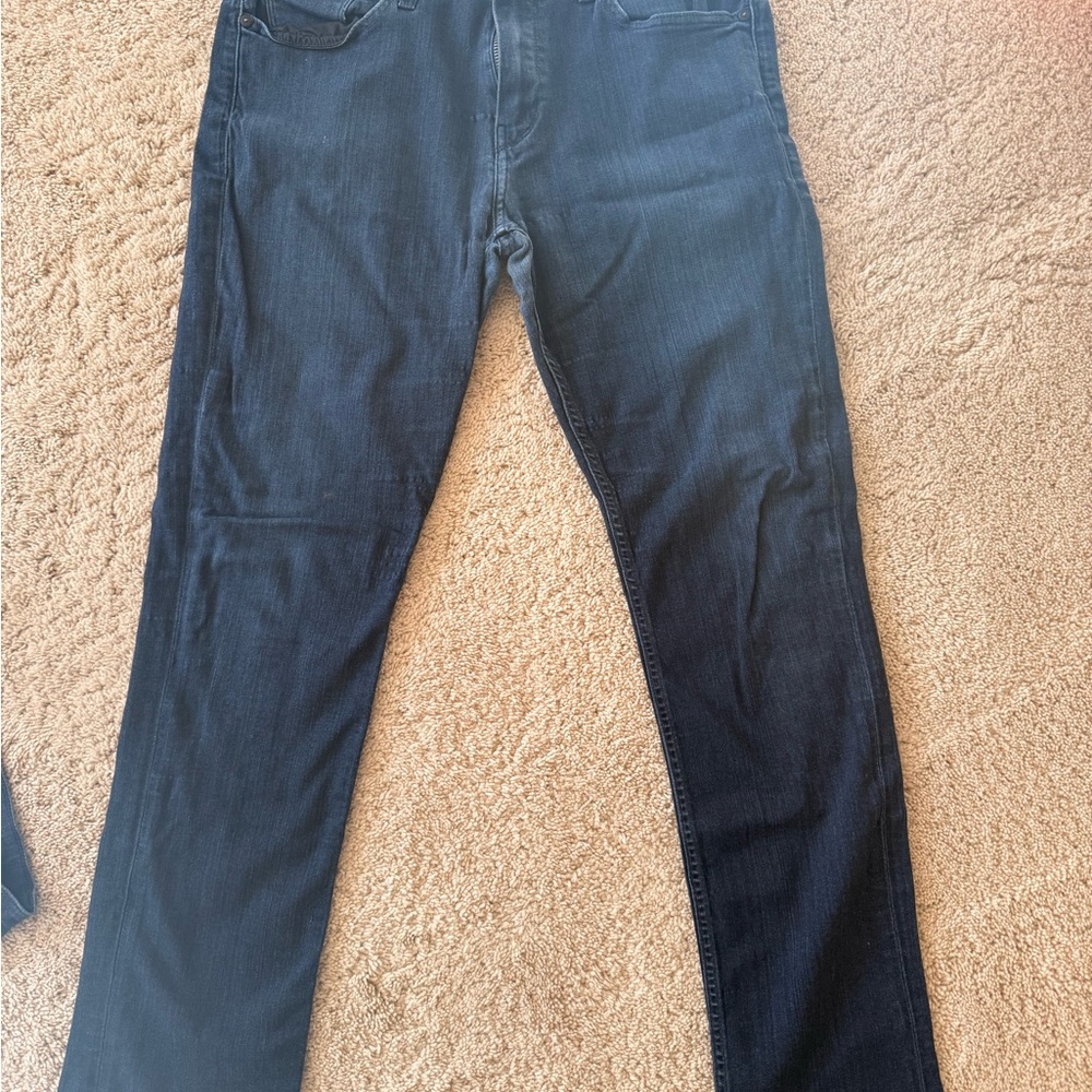 PAIGE Men's Dark Blue Straight Jeans